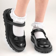 Walkright Girls Shoes Black Kids School Cat Face Character Mary Jane Lucy SIZE