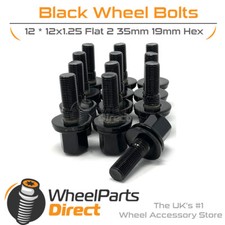 Wheel Bolts (12) 12x1.25 Black for Peugeot 106 3 Stud 91-96 on Original Wheels