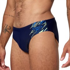 SPEEDO MENS SWIMMING BRIEFS.7cm MEDLEY LOGO NAVY BLUE SWIM TRUNKS SWIMMERS S26