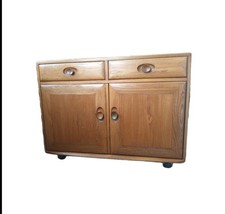 Mid Century Ercol Windsor Compact Small Sideboard With Drawers Light Blonde Elm