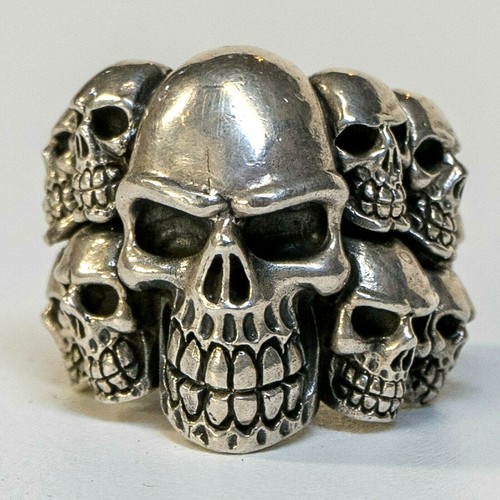 Skull cluster ring 925 silver - cluster,