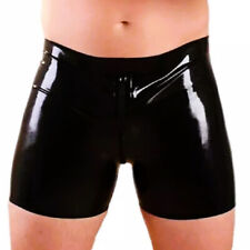 Mens Black Latex Rubber Boxer Shorts Pants Briefs Underwear Zipper Pouch Styles