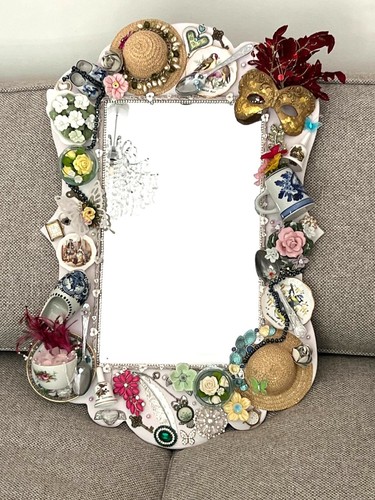 Handmade upcycled wall mirror - wall,