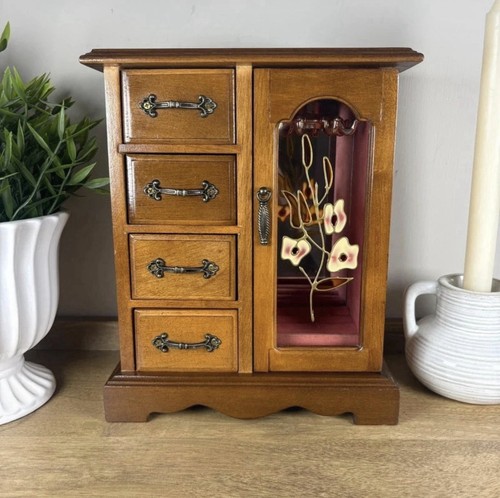 Vintage oak jewelry armoire - oak,