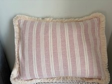 Susie Watson Cambridge Stripe  Pink Fabric /Plain Back Brush Trim Cushion Cover