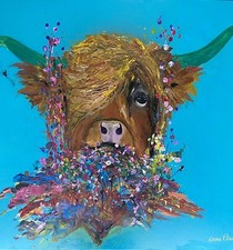 ABSTRACT ACRYLIC Highland Cow