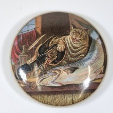 Antique Prattware Pot Lid Cat