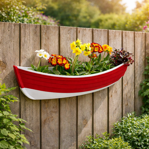 Nautical red boat - red, wall