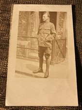 WWI era RPPC Army Sergeant in Puttees Photo Postcard