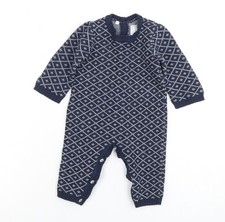 Emile et Rose Unisex Blue Knit Babygrow, 3-6 Months