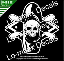 Playboat Skull And Paddles Kayaking Boating Watersports Die Cut Vinyl Decal