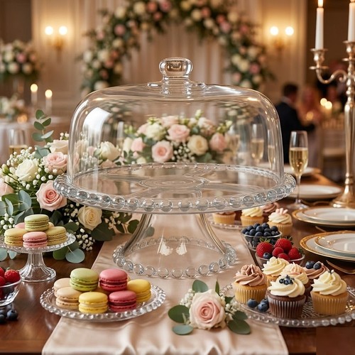 Pasabahce glass footed cake - glass,