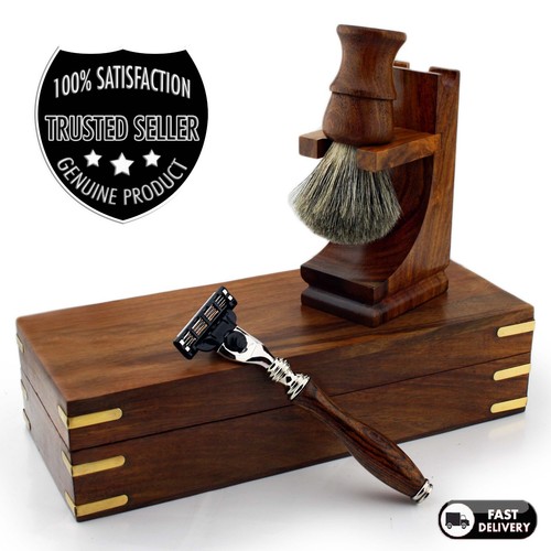 Wood luxury shaving set - shaving, super