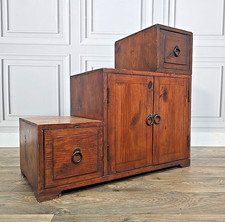 Antique Style Japanese Kaidan Tansu Step Chest – Solid Wood Cupboard Drawers