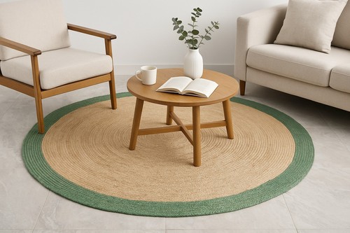 Jute round rug - round, natural