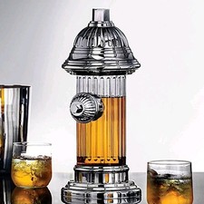 Godinger Fire Hydrant Beverage Dispenser 36 Oz Silver Clear Twist Top Fireman 