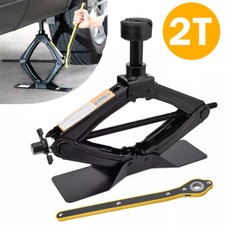 2T Large Base Scissor Jack Lift Wind Up for Car Van Garage w/ Crank Speed Handle