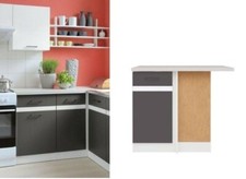 Kitchen Corner Base Cabinet 100cm Unit 1000mm Right Lower Cupboard Grey Junona