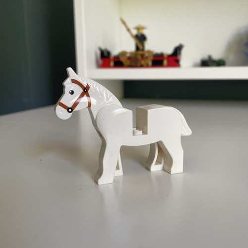 Lego white horse - dark, orange