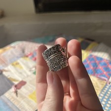 Art Nouveau Sterling Silver  Chatelaine Hinged Thimble Holder Case