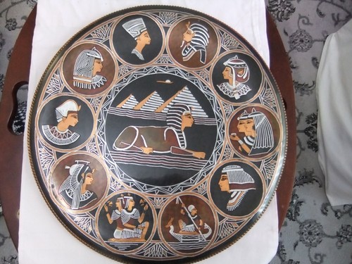 Vintage egyptian copper plaque - copper,