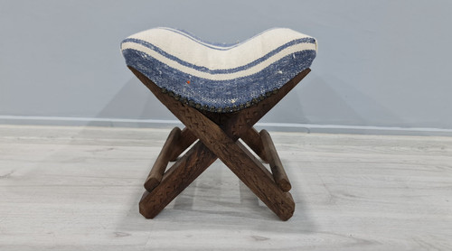 Wooden stool blue chair - blue,