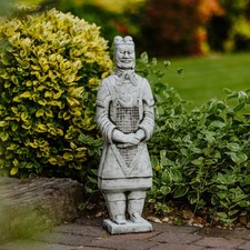 Chin. Terracotta Warrior Zen Qin Stone Figure 64cm 17kg Concrete Frost Proof