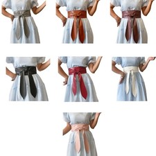 Self Tie Belt Elegant Knotted Wide Waist Belt for Jeans Dresse Club Bar Obi Belt