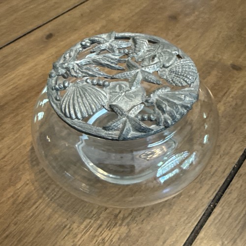 Vtg potpourri bowl pewter - potpourri, top