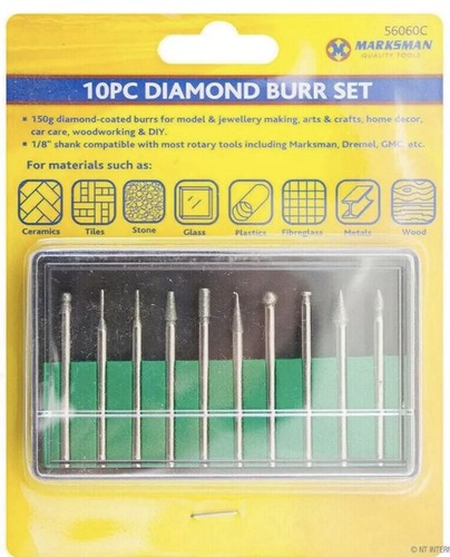 10pc diamond burr bit - 10pc,