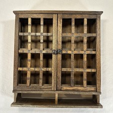 Vintage Wood Spice Rack Cabinet  - Lattice  Doors – Wall Mount – Farmhouse Decor