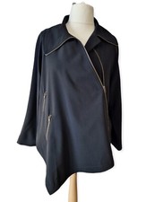 Ivan Grundahl Black Asymmetric Zippered Collared Jacket Size 38 Rick Owens Style