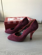 Miss L Fire Red Suede Heels With Acrylic Heel