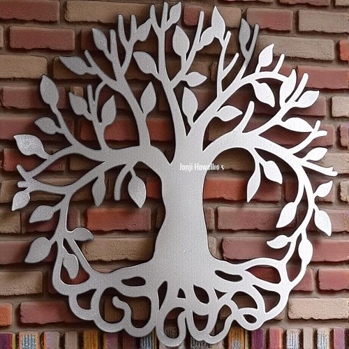 Silver metal tree life - tree, wall