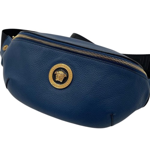 Versace blue leather belt bag - blue,