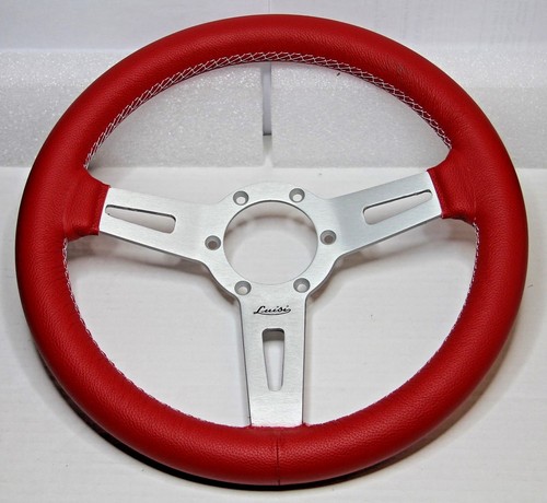 Red leather steering wheel - leather,