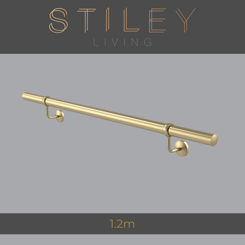 Brass stair handrail wall - handrail,