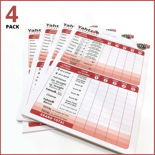 Yahtzee score pad 4x pack - yahtzee,