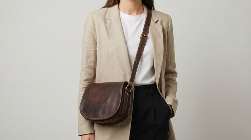 Dark brown leather - leather, saddle