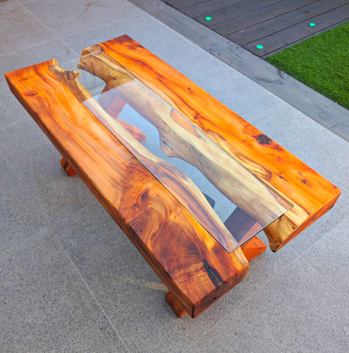 Yew coffee table - coffee, edge
