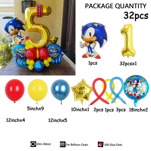 32pcs sonic the hedgehog - hedgehog, foil