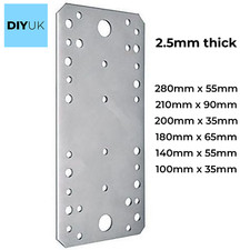 Flat Brackets 2.5mm Heavy Duty Connecting Joining Plate Galvanised Steel Sheet.