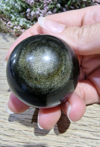 Gold sheen obsidian - gold, sphere