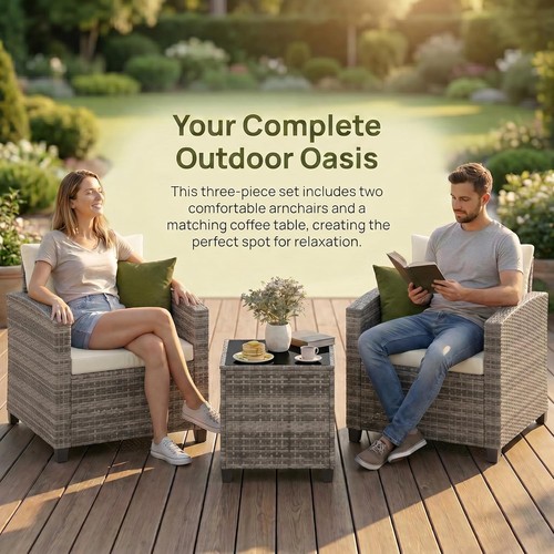 3piece rattan garden furniture - rattan,