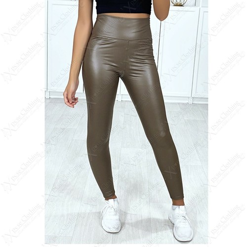 Ladies thick wet look high - pu,