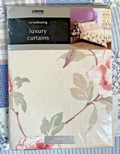 Dunelm Mill Curtains 66”w x 54”d New Old Stock Cotton Mix Beige Pink Floral