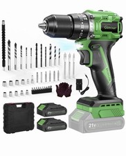 Ginour 21V Brushless Cordless Combi Drill Set, 2x1.5Ah, Hammer Drill 50Nm
