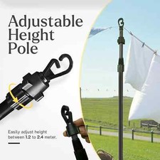 2.4M Telescopic Washing Line Prop - Heavy Duty Outdoor Extendable Laundry Pole