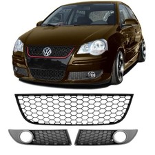3xVW POLO 9N3 MK3 GTI FRONT BUMPER LOWER HONEYCOMB FOG LAMP LIGHTS GRILLES VENTS
