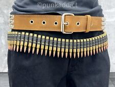 Metal Bullet Belt  Nickel  Brass Casing Copper Tip Bandolier Army Punk Goth USA